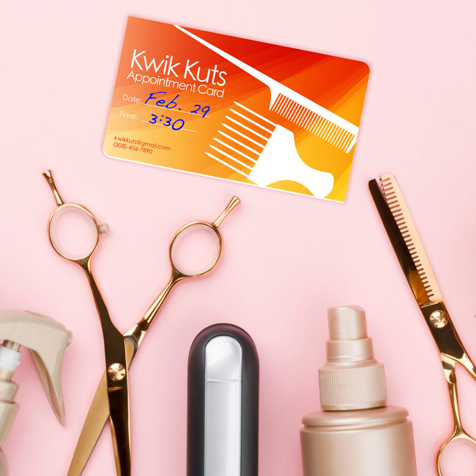 Select rounded corners to set your hair salon appointment cards apart from the competition.