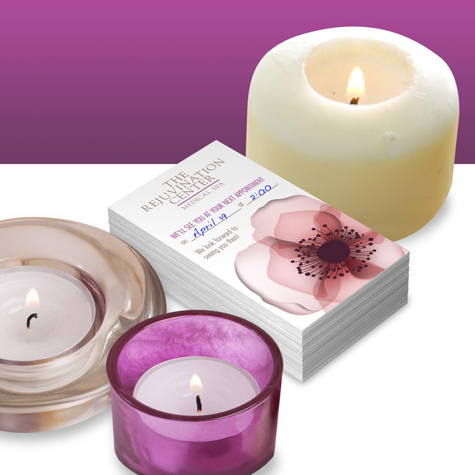 Health spa appointment reminder cards keep clients coming back.