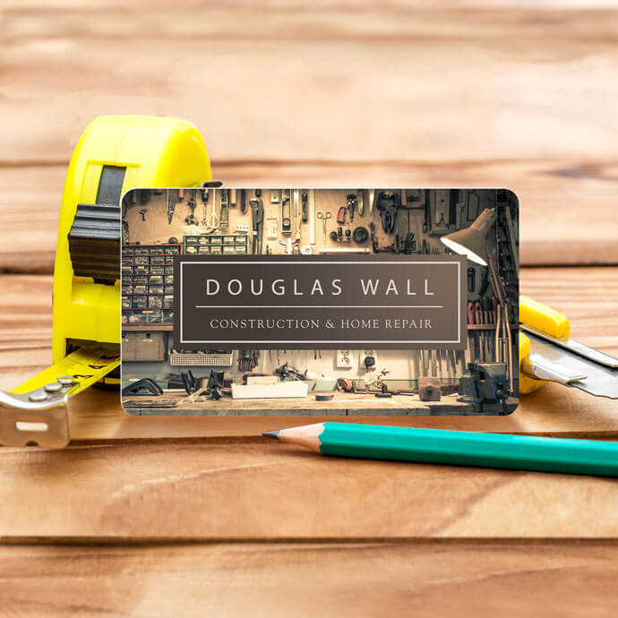 Add rounded corners to your construction, general contracting, dry wall, landscaping, or handyman business cards and tell your potential customers that the details matter.