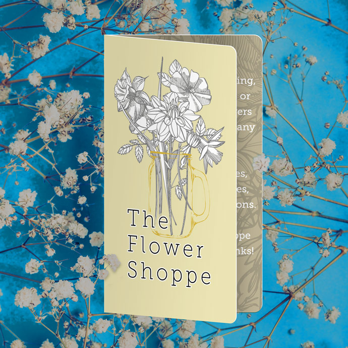 Folded, full-color business cards are an affordable way to introduce your brand's story to new customers.