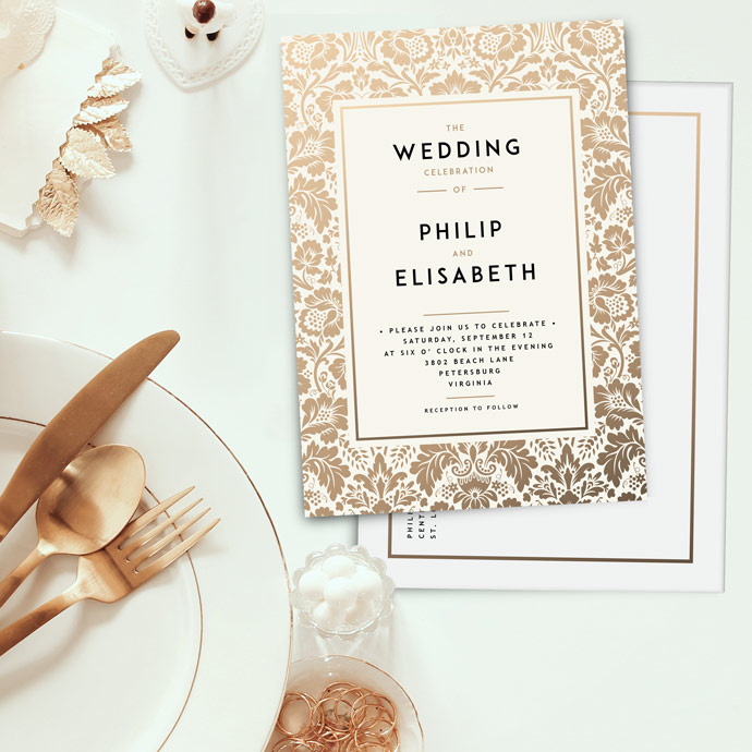Print your own custom wedding invitations, save the date cards, RSVP cards, bridal shower invites, or response cards and order matching envelopes to complete the package.