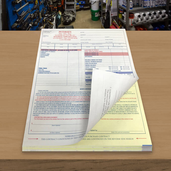 Create your own custom two part carbon copy form pads for invoices, sales receipts, work order forms, incident reports, and more.