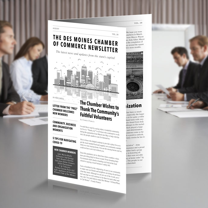 Help your organization control costs by choosing black only printing for the cheapest possible newsletters.